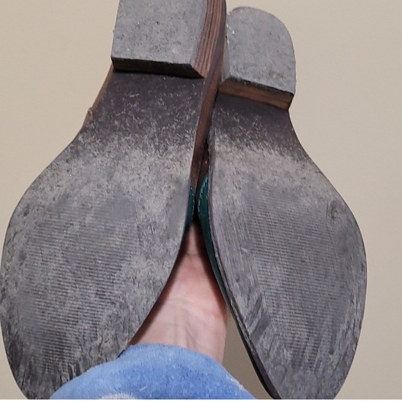 Womens western mules turquoise and brown - Picture 2 of 2